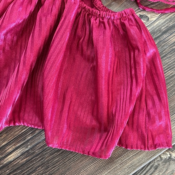 Vtg Nite Images II Lingerie Bodysuit Teddy 1X Side Ties Lace Burgundy Stripes - Picture 6 of 10